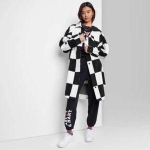 Ascot + Hart Black and White Checkered Shacket XXS